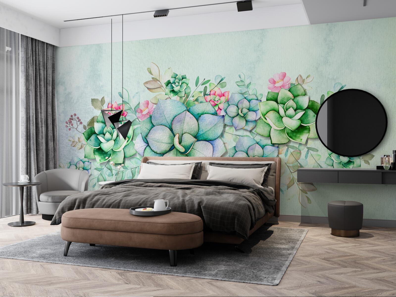 Fototapeta zestaw zielonych sukulentów