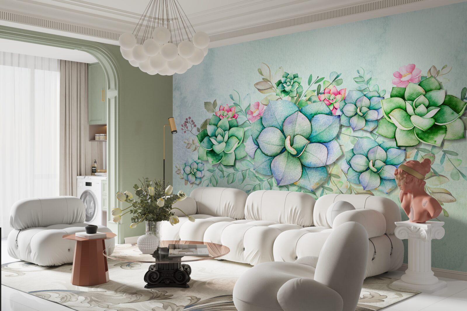 Fototapeta zestaw zielonych sukulentów