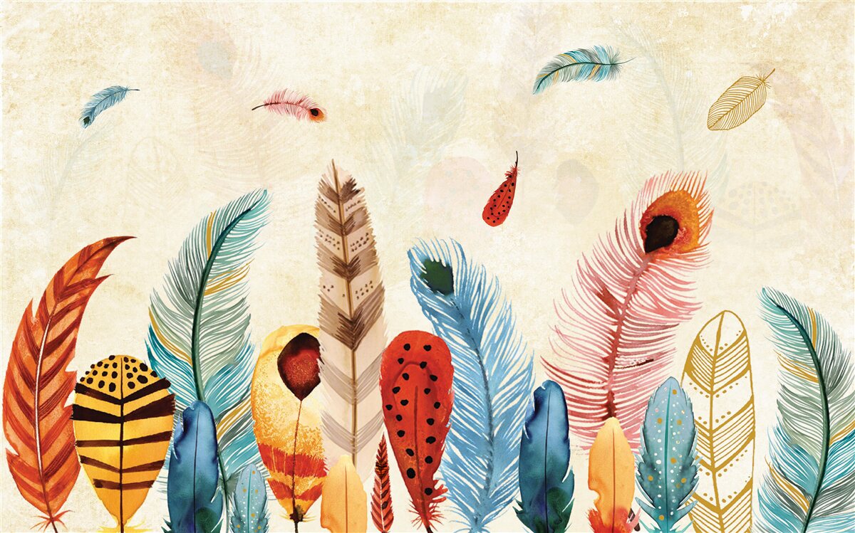 Fototapeta plemienne pióra dekoracyjne