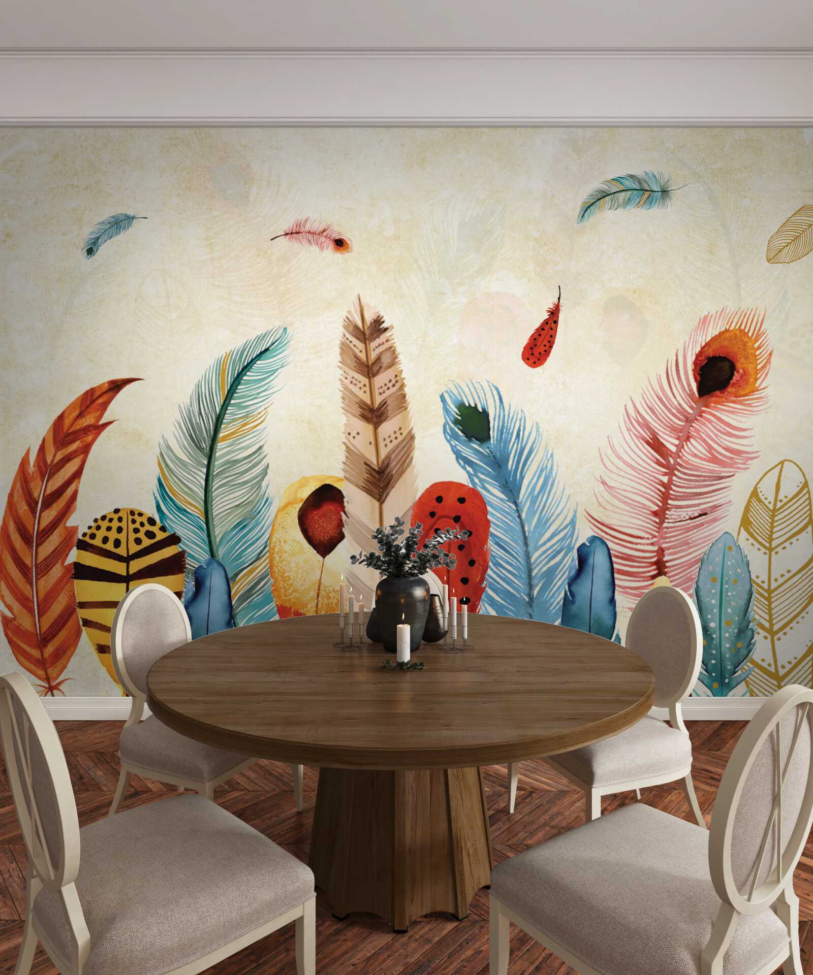 Fototapeta plemienne pióra dekoracyjne