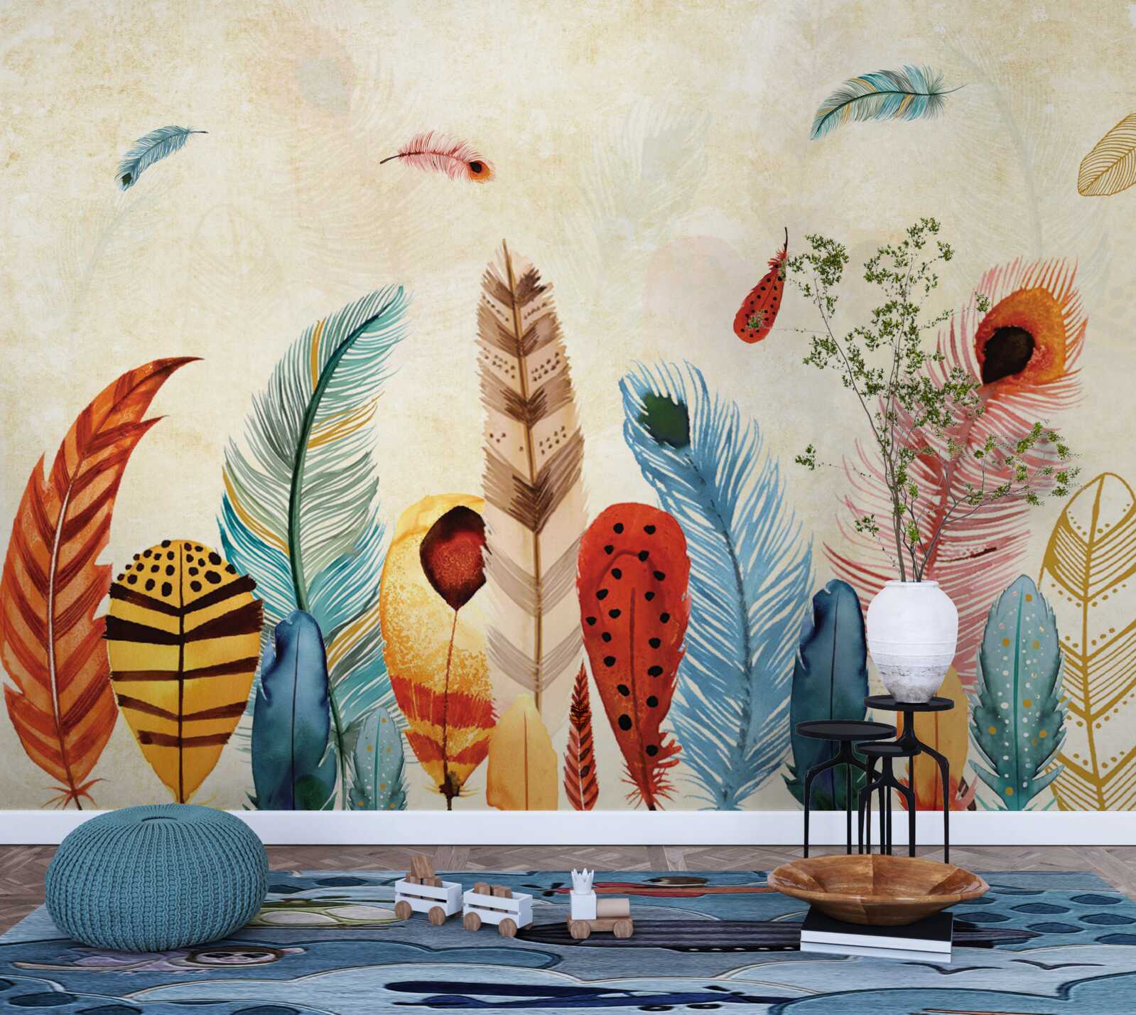 Fototapeta plemienne pióra dekoracyjne