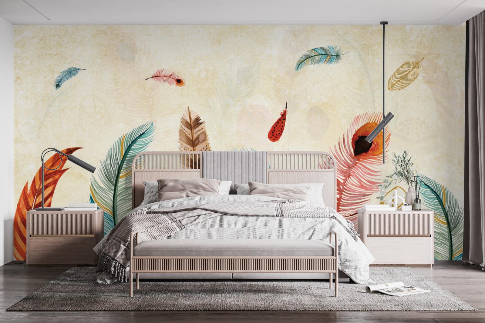 Fototapeta plemienne pióra dekoracyjne