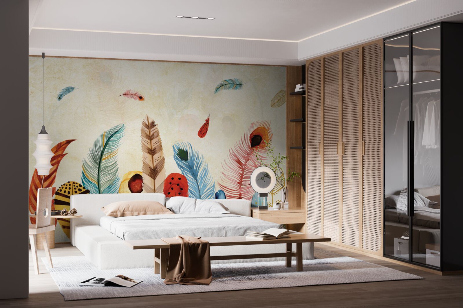 Fototapeta plemienne pióra dekoracyjne