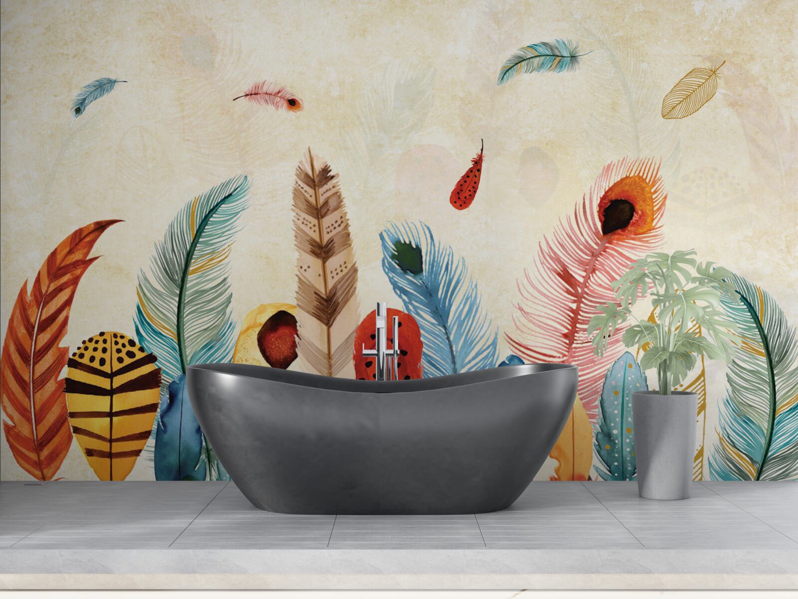 Fototapeta plemienne pióra dekoracyjne