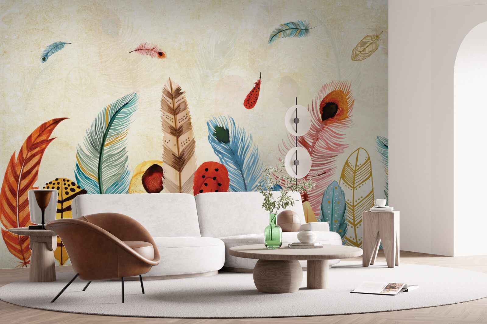 Fototapeta plemienne pióra dekoracyjne