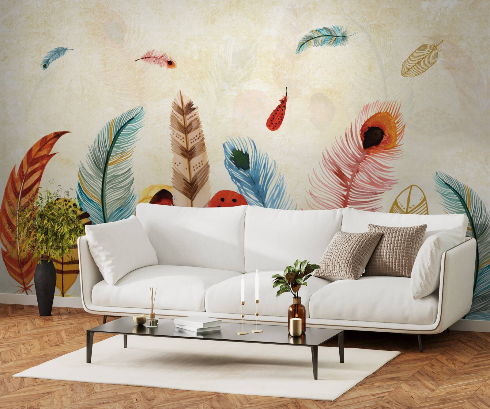 Fototapeta plemienne pióra dekoracyjne