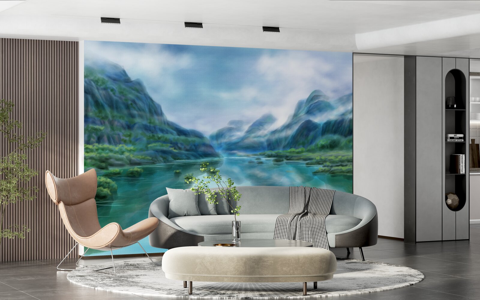 Fototapeta hipnotyzująca spokojna rzeka w górach