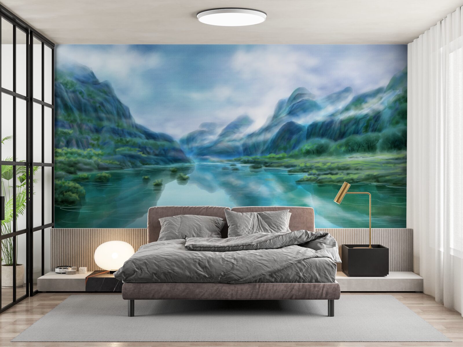 Fototapeta hipnotyzująca spokojna rzeka w górach