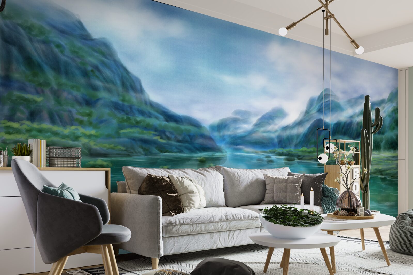 Fototapeta hipnotyzująca spokojna rzeka w górach