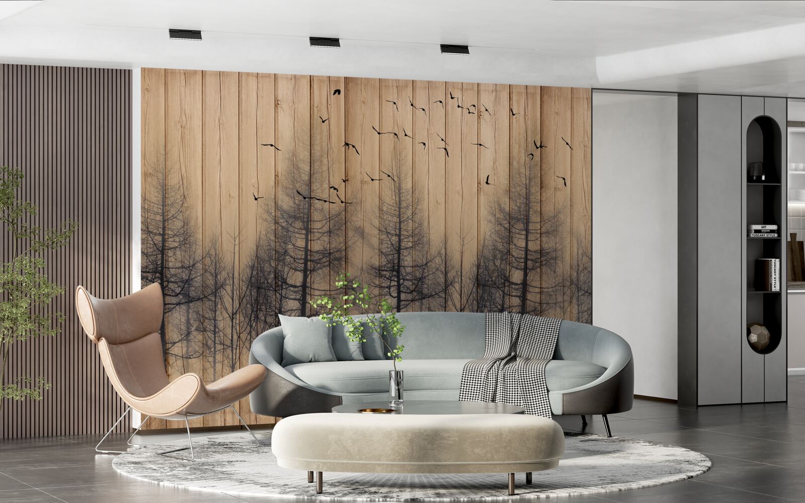 Fototapeta ilustracja na parkiecie przedstawia ptaki latające na niebie