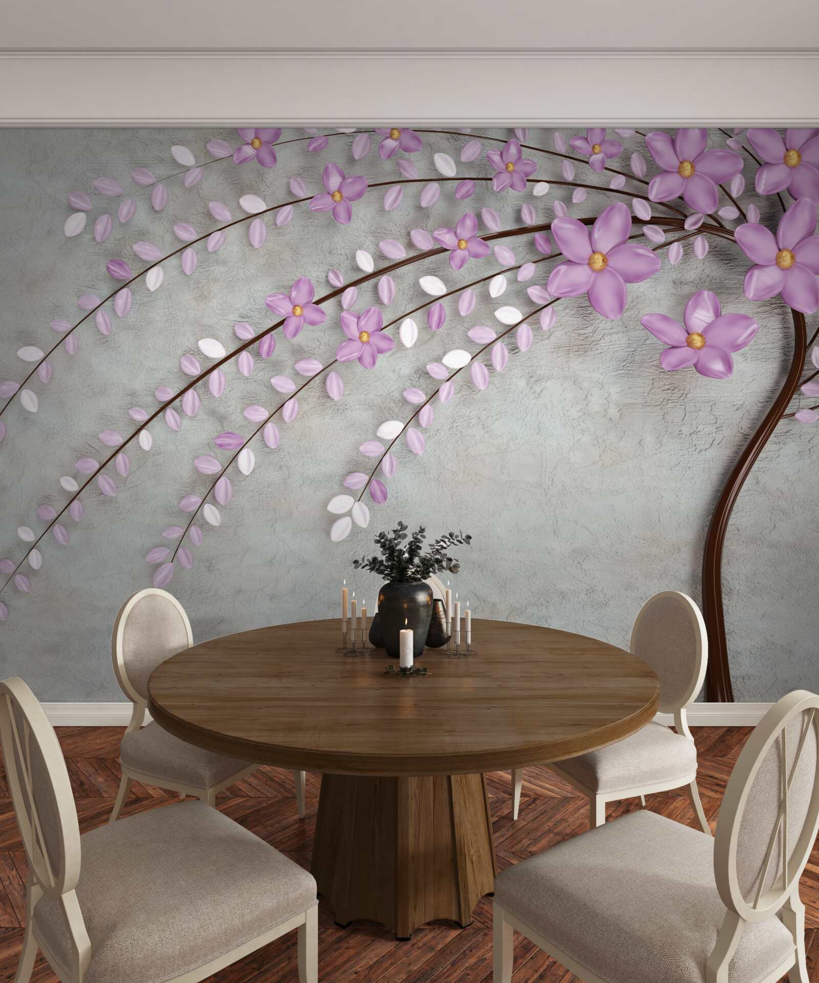 Fototapeta drzewo ozdobione delikatnymi kwiatami bzu