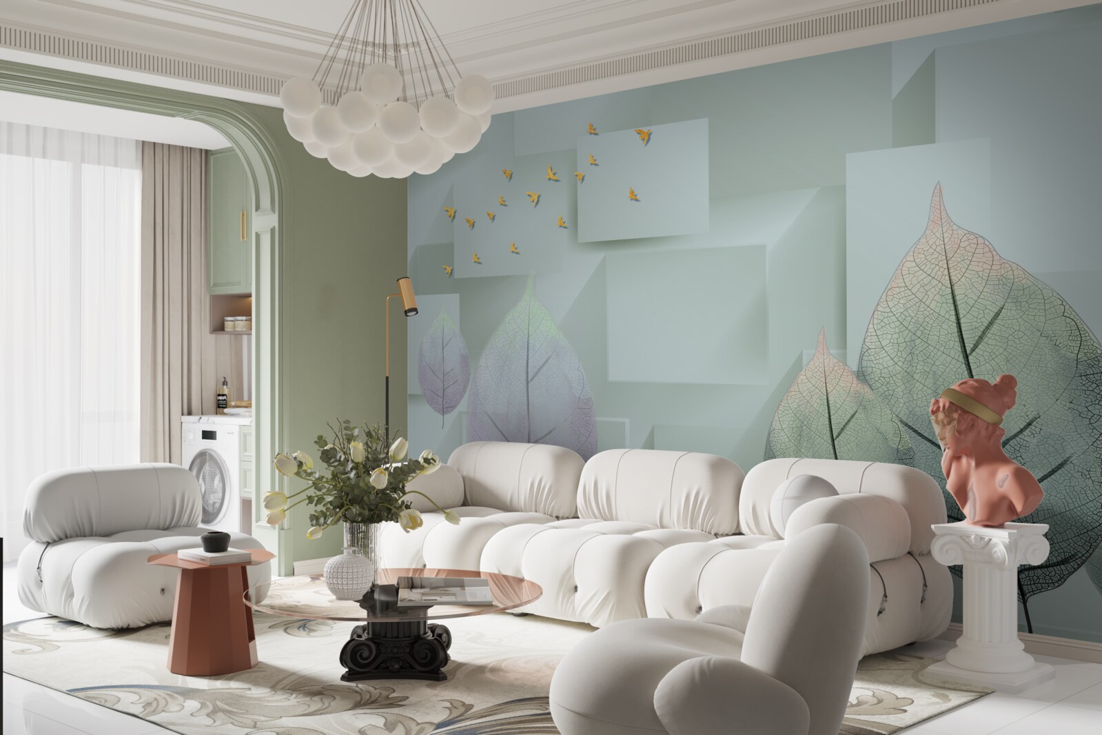 Fototapeta Żółte ptaki i liście