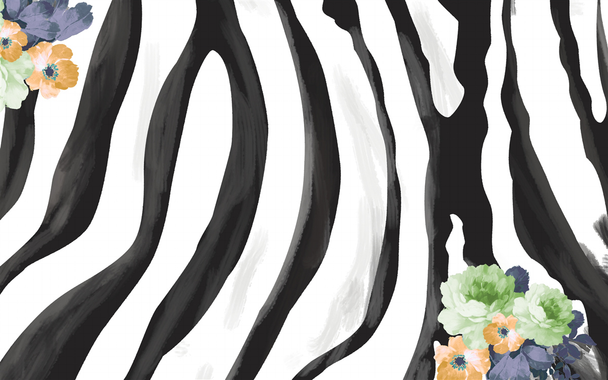 Fototapeta tło z kwiatami na tle w czarno-białe paski