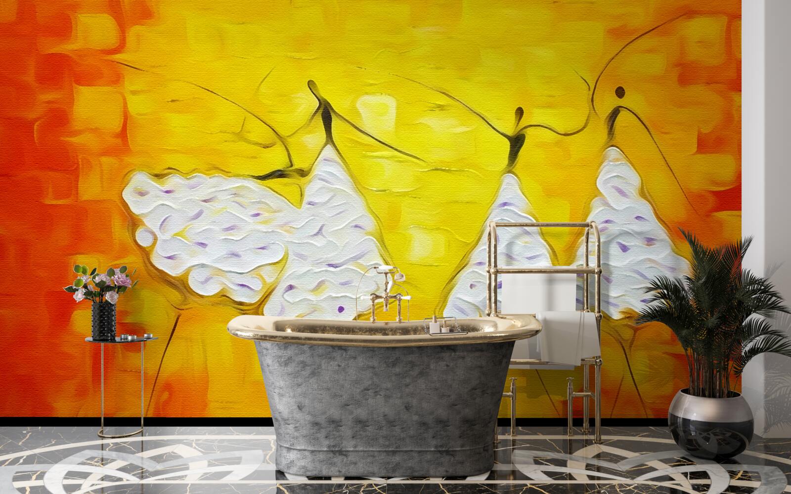 Fototapeta wyrazy dziewcząt ubranych w sukienki ozdobione kwiatami