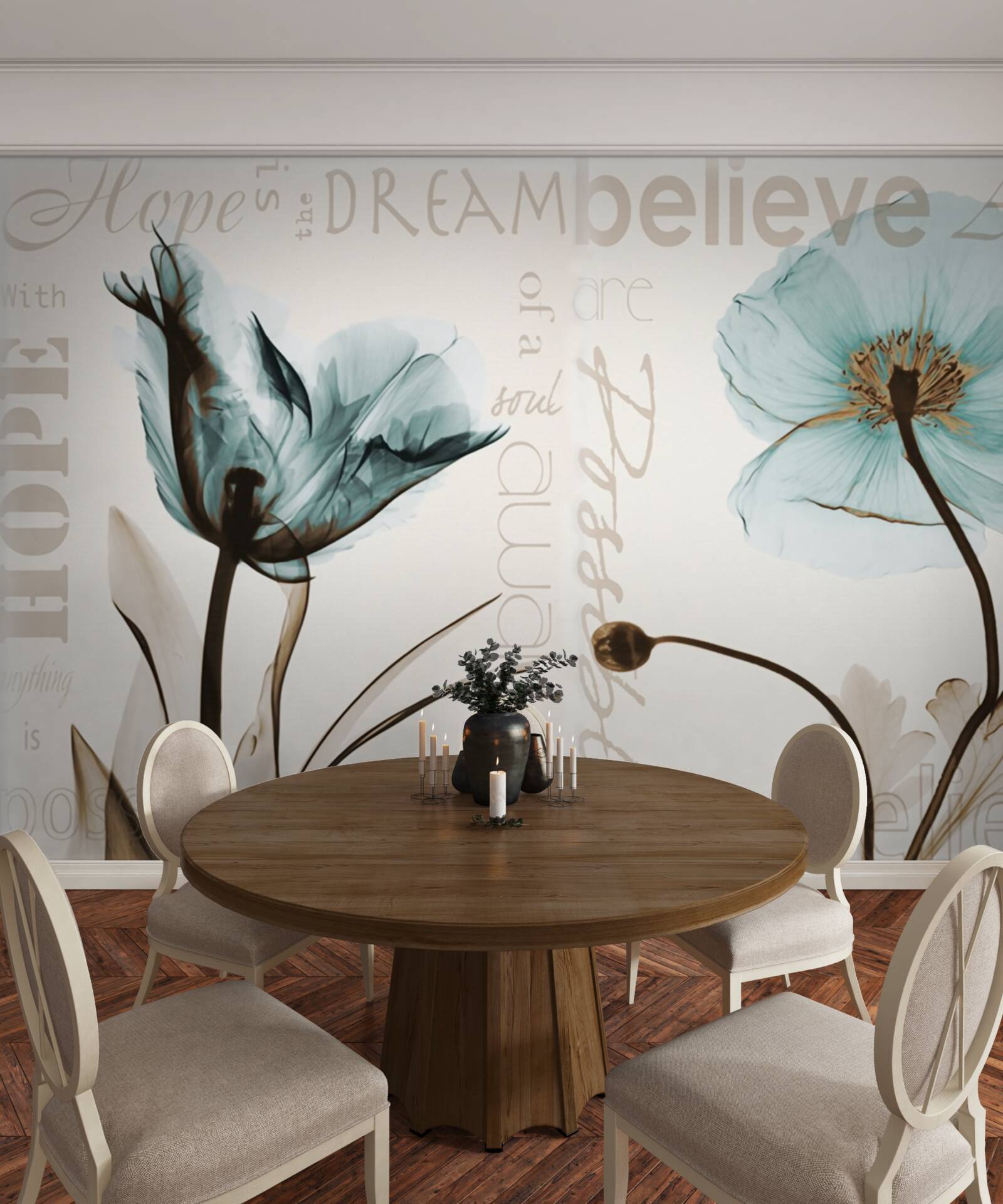 Fototapeta miękkie turkusowe maki