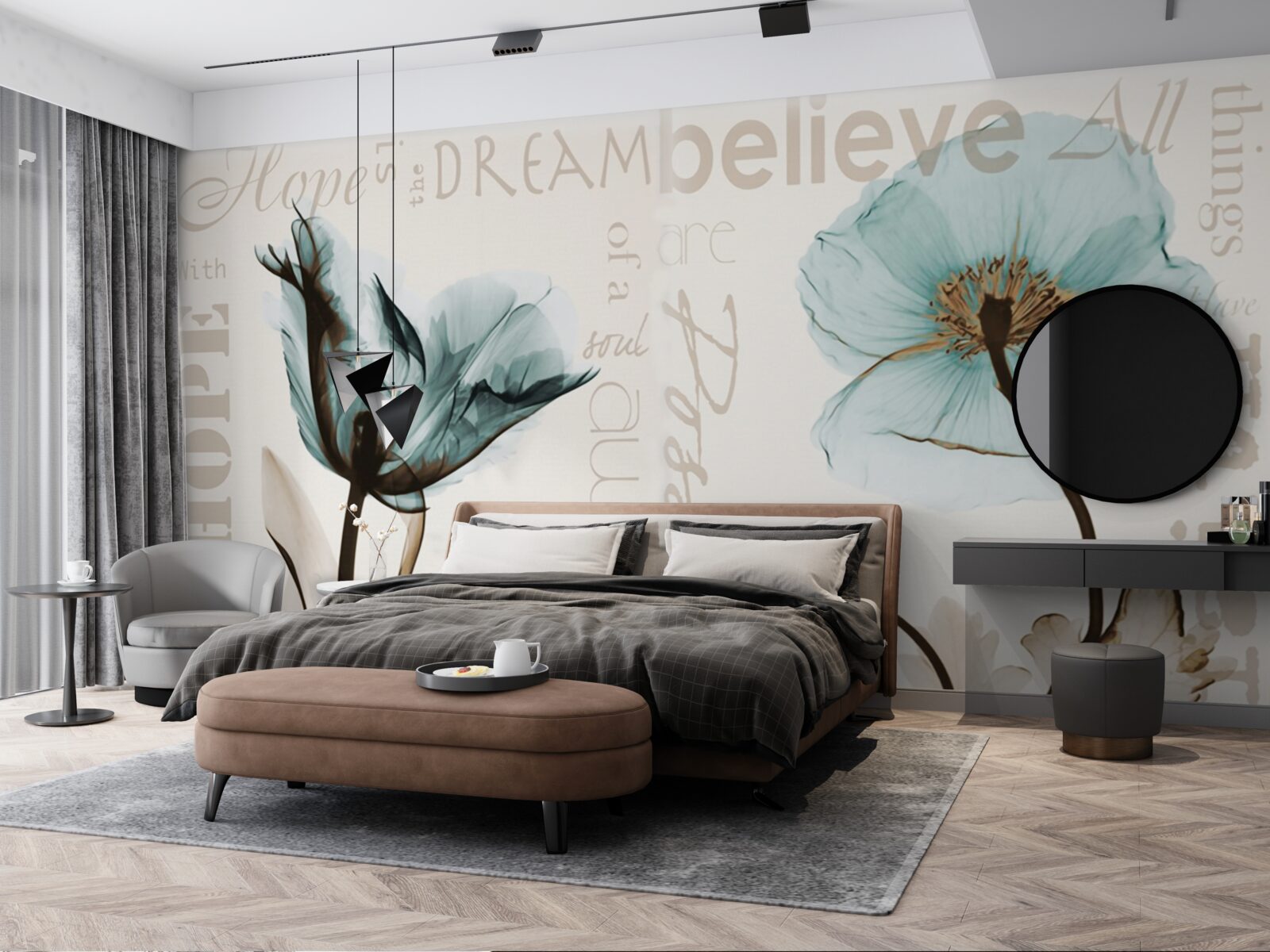 Fototapeta miękkie turkusowe maki