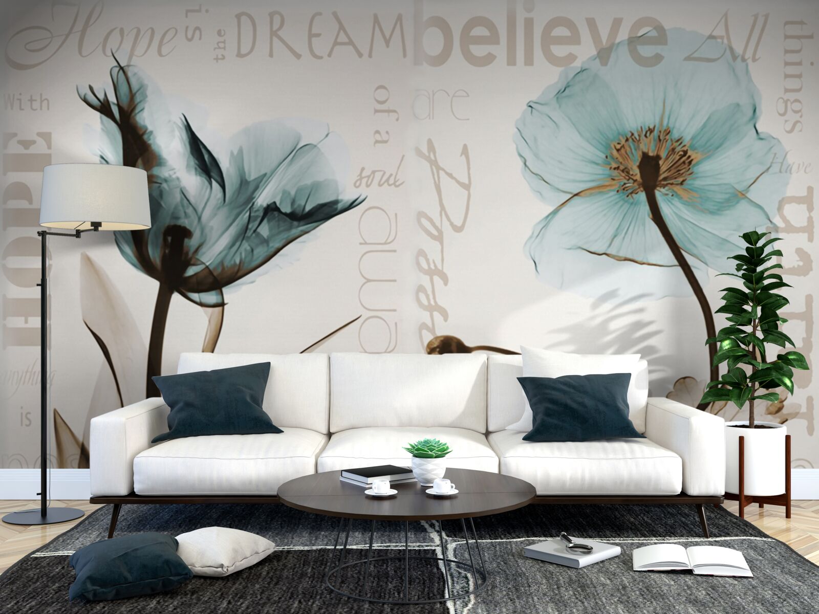 Fototapeta miękkie turkusowe maki