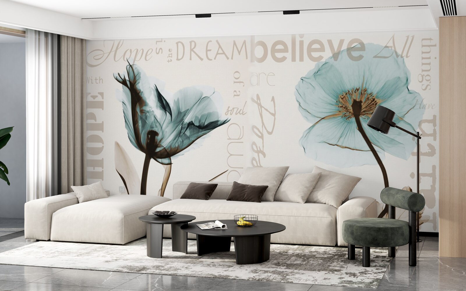 Fototapeta miękkie turkusowe maki