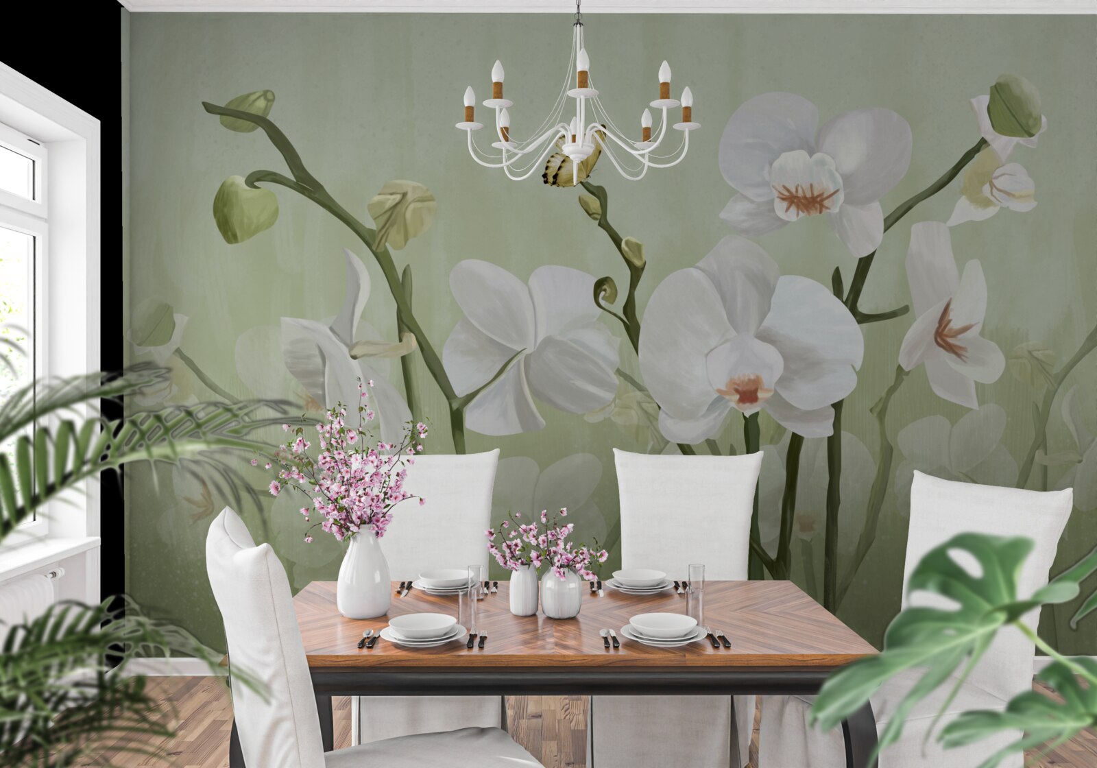 Fototapeta kwiaty białe o nietypowym wyglądzie