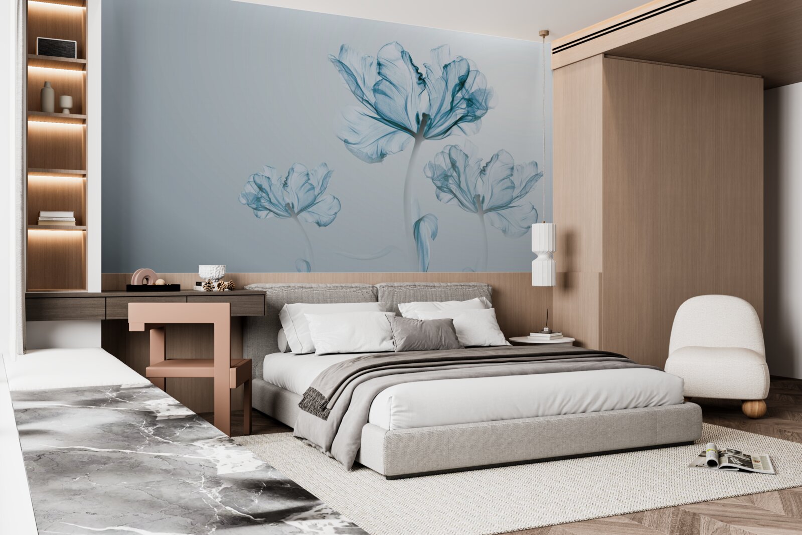 Fototapeta kwiaty niebieskie z przezroczystością