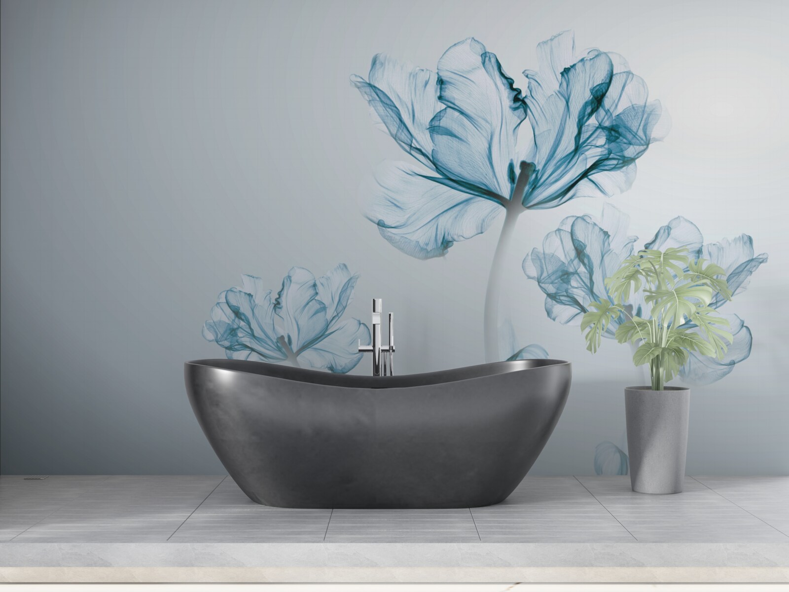 Fototapeta kwiaty niebieskie z przezroczystością