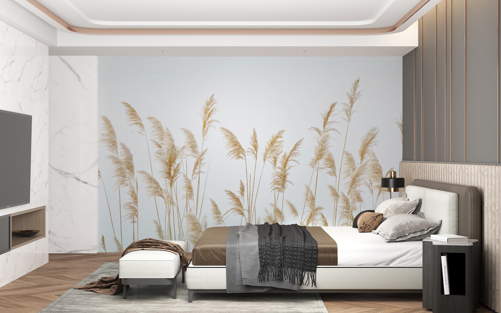 Fototapeta mgła wśród trzcin