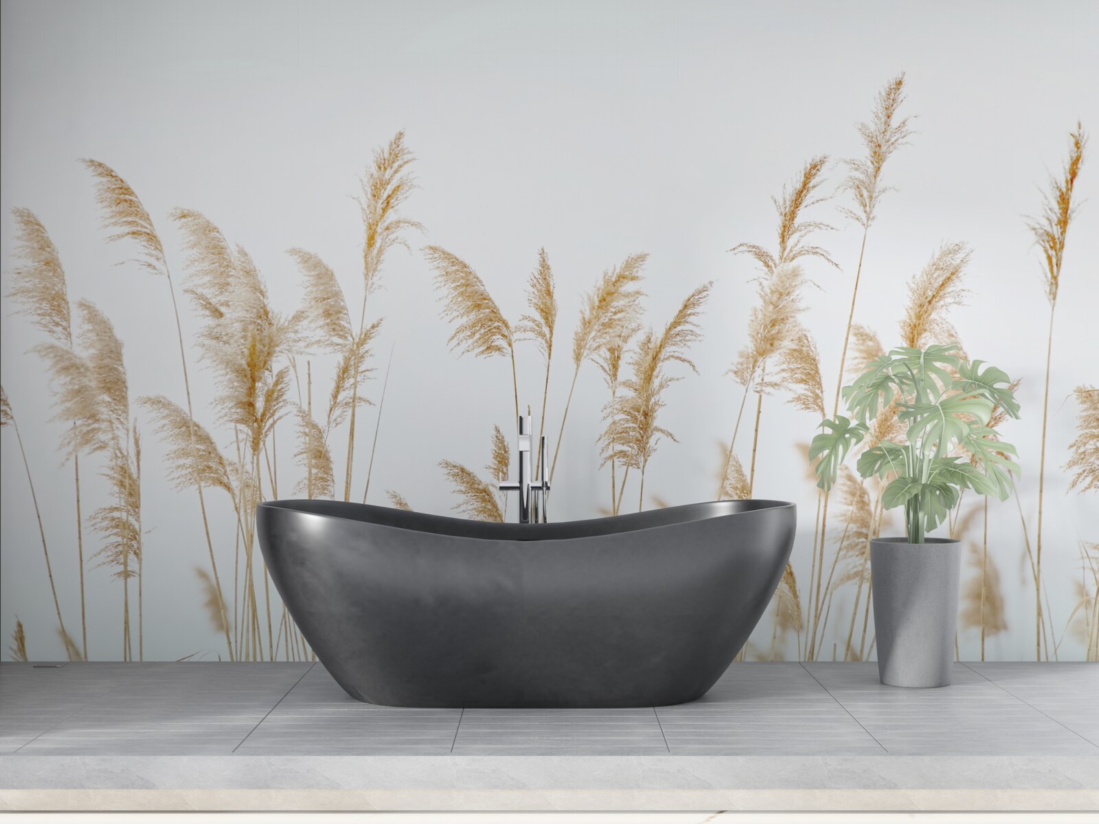 Fototapeta mgła wśród trzcin