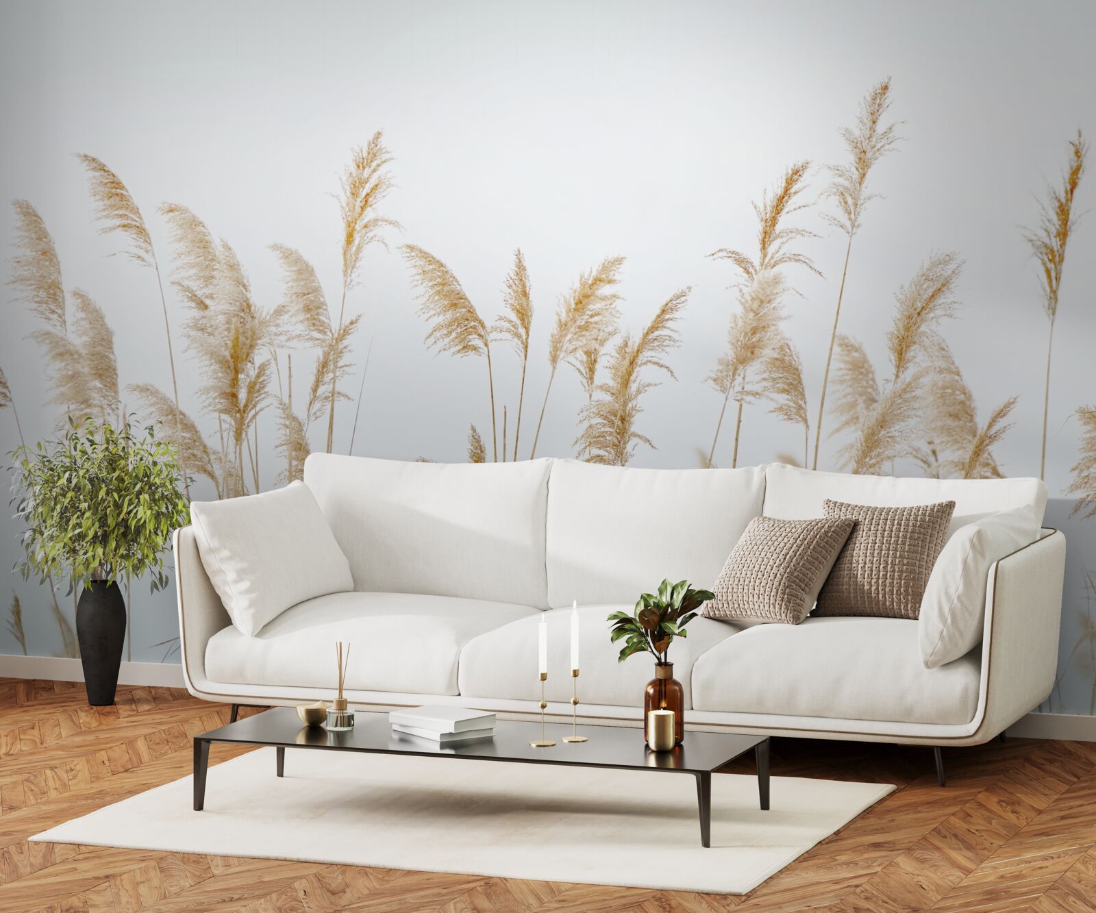 Fototapeta mgła wśród trzcin