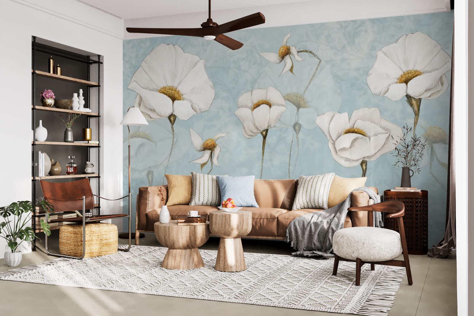 Fototapeta maki są śnieżnobiałe, osadzone na wysokich, delikatnych pniach