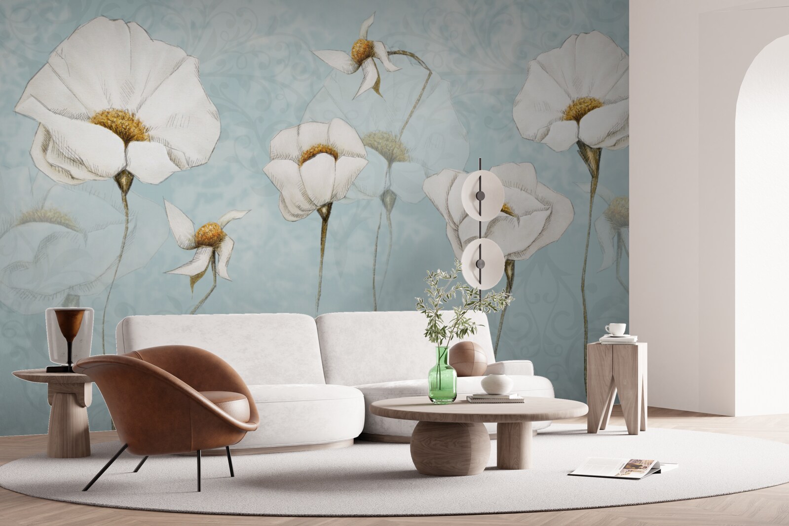 Fototapeta maki są śnieżnobiałe, osadzone na wysokich, delikatnych pniach