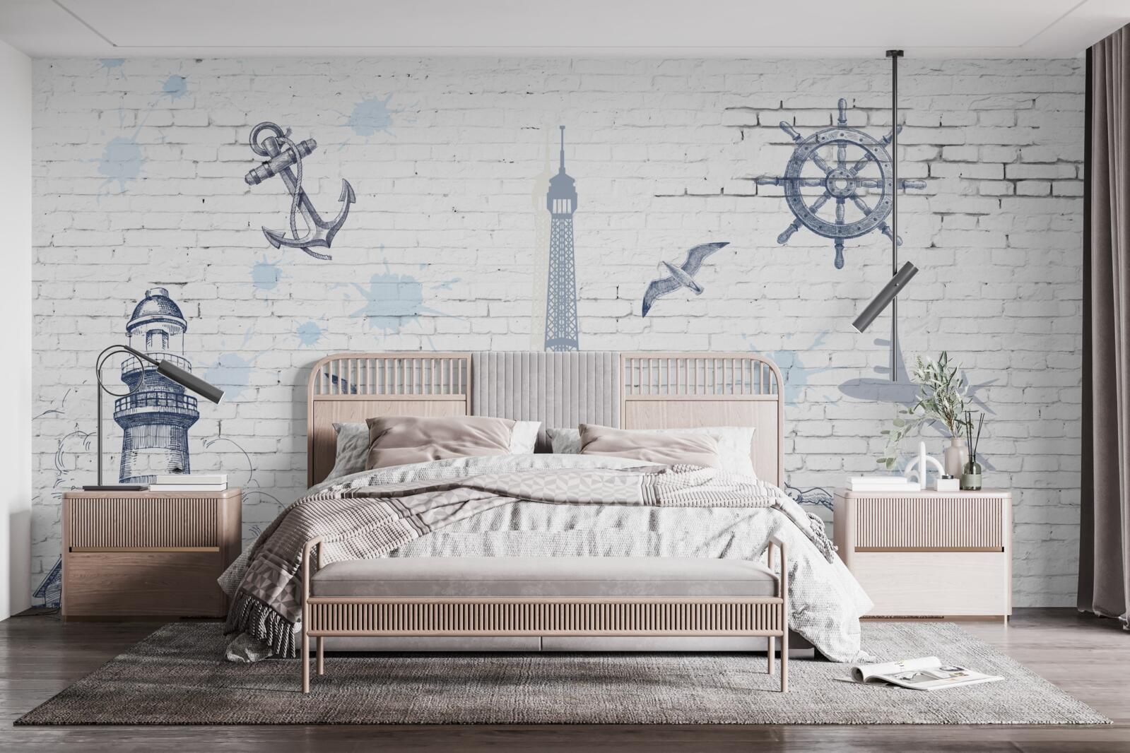 Fototapeta wieża eiffla i latarnia morska na ścianie