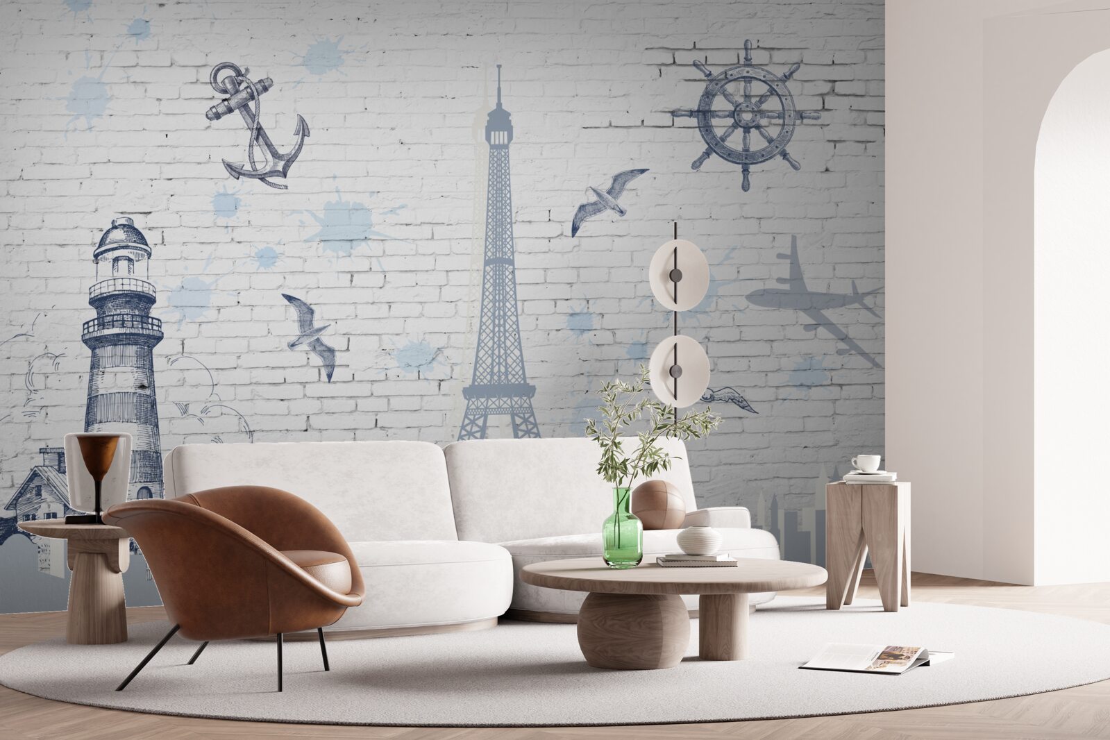 Fototapeta wieża eiffla i latarnia morska na ścianie