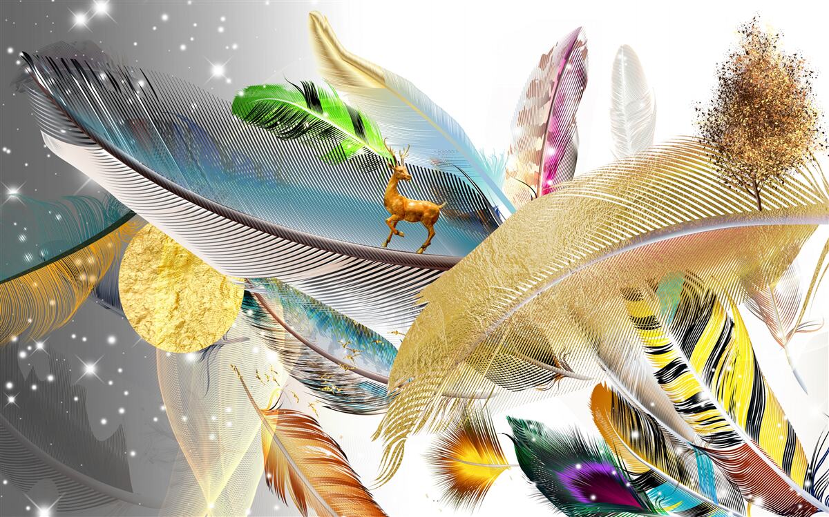 Fototapeta wśród jasnych piór jest jeleń