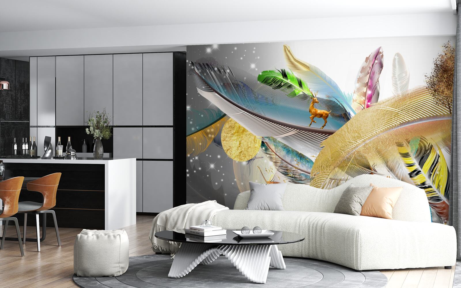 Fototapeta wśród jasnych piór jest jeleń