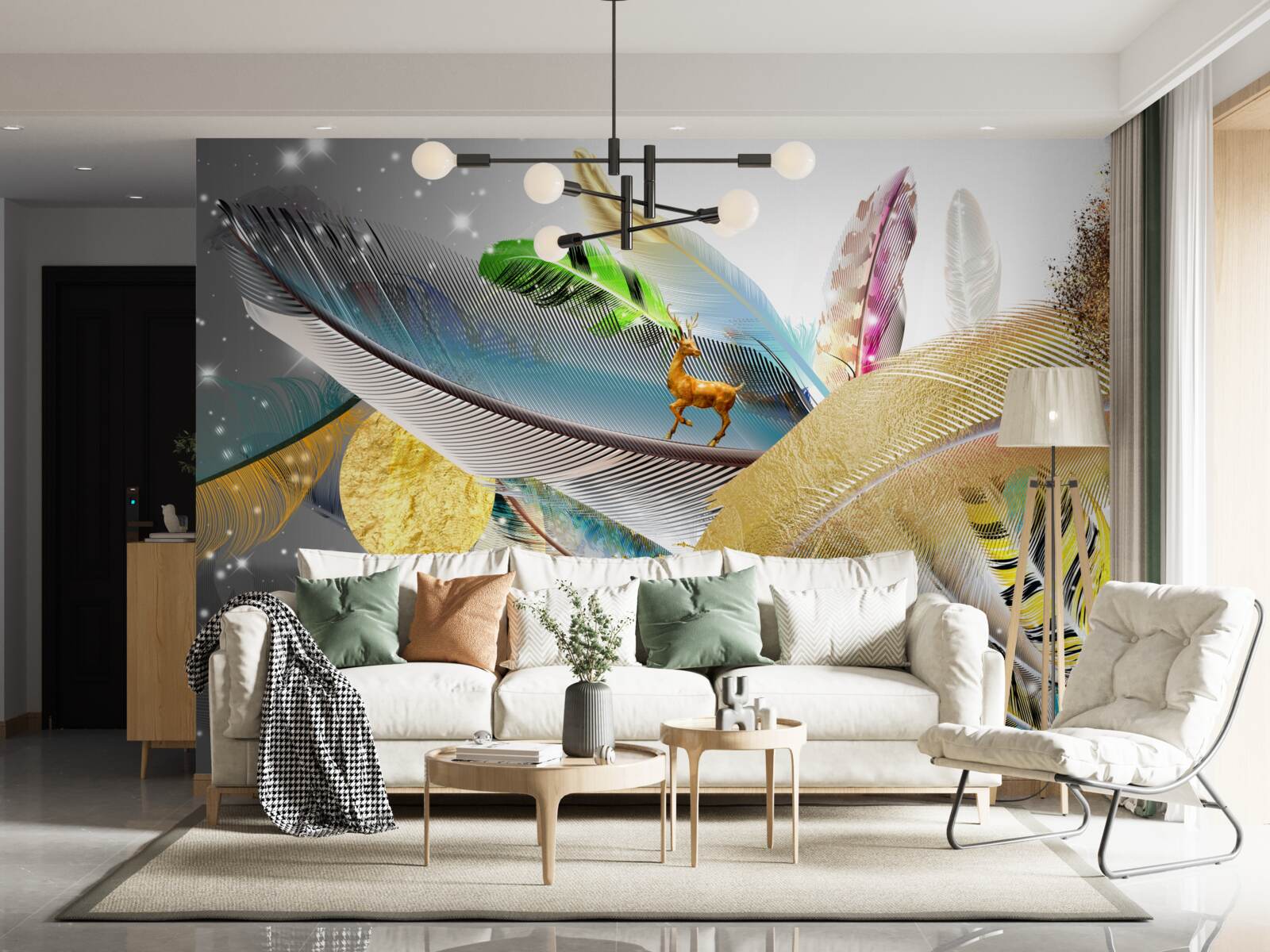 Fototapeta wśród jasnych piór jest jeleń