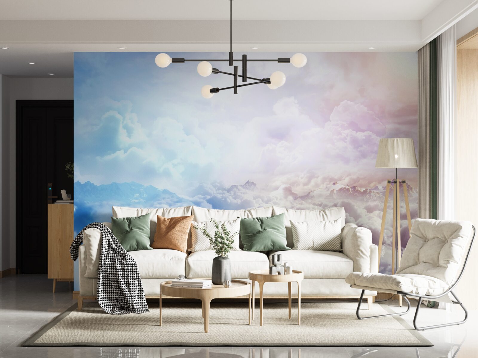 Fototapeta firmament chmur w odcieniach różu i błękitu