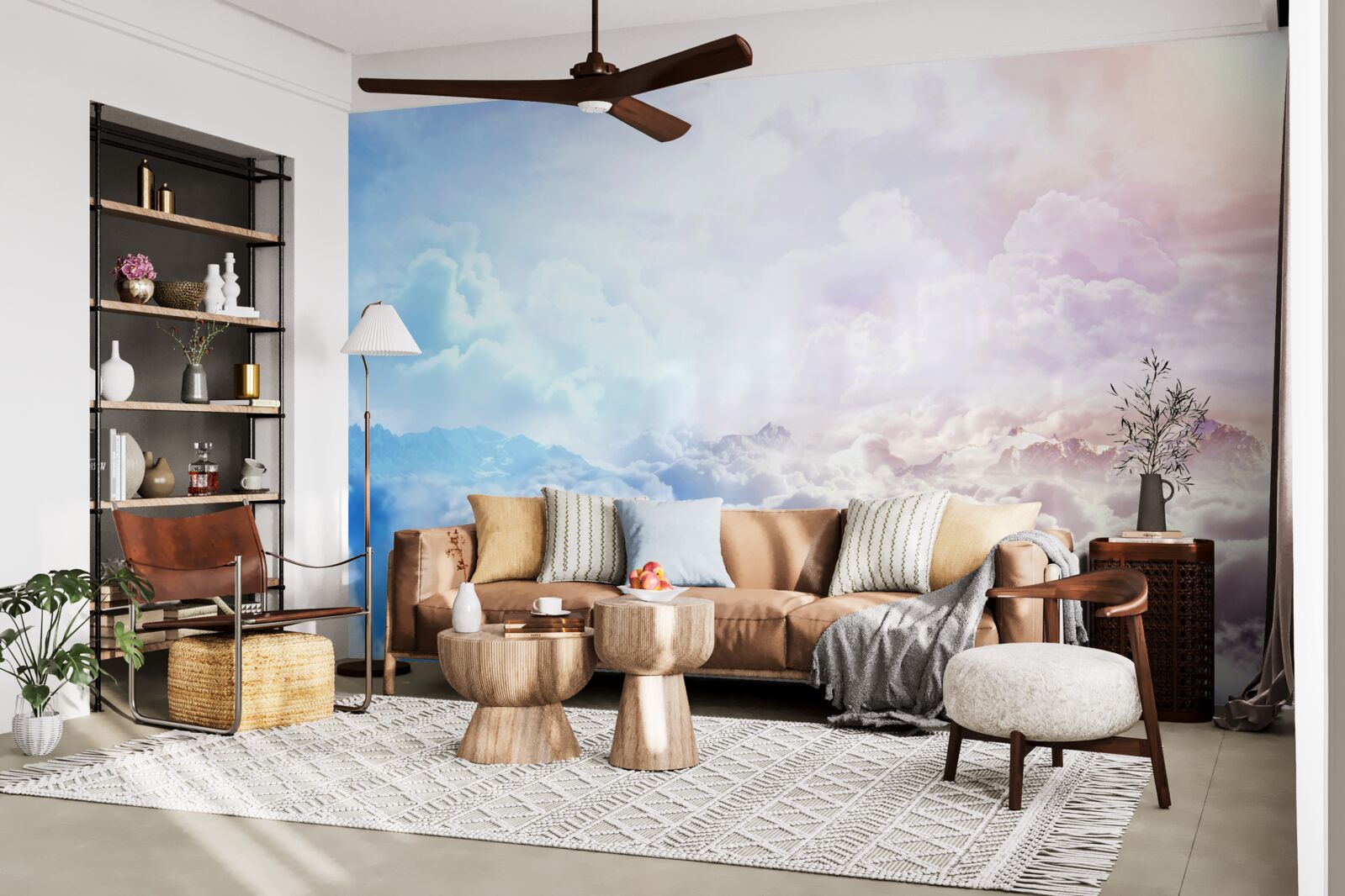 Fototapeta firmament chmur w odcieniach różu i błękitu