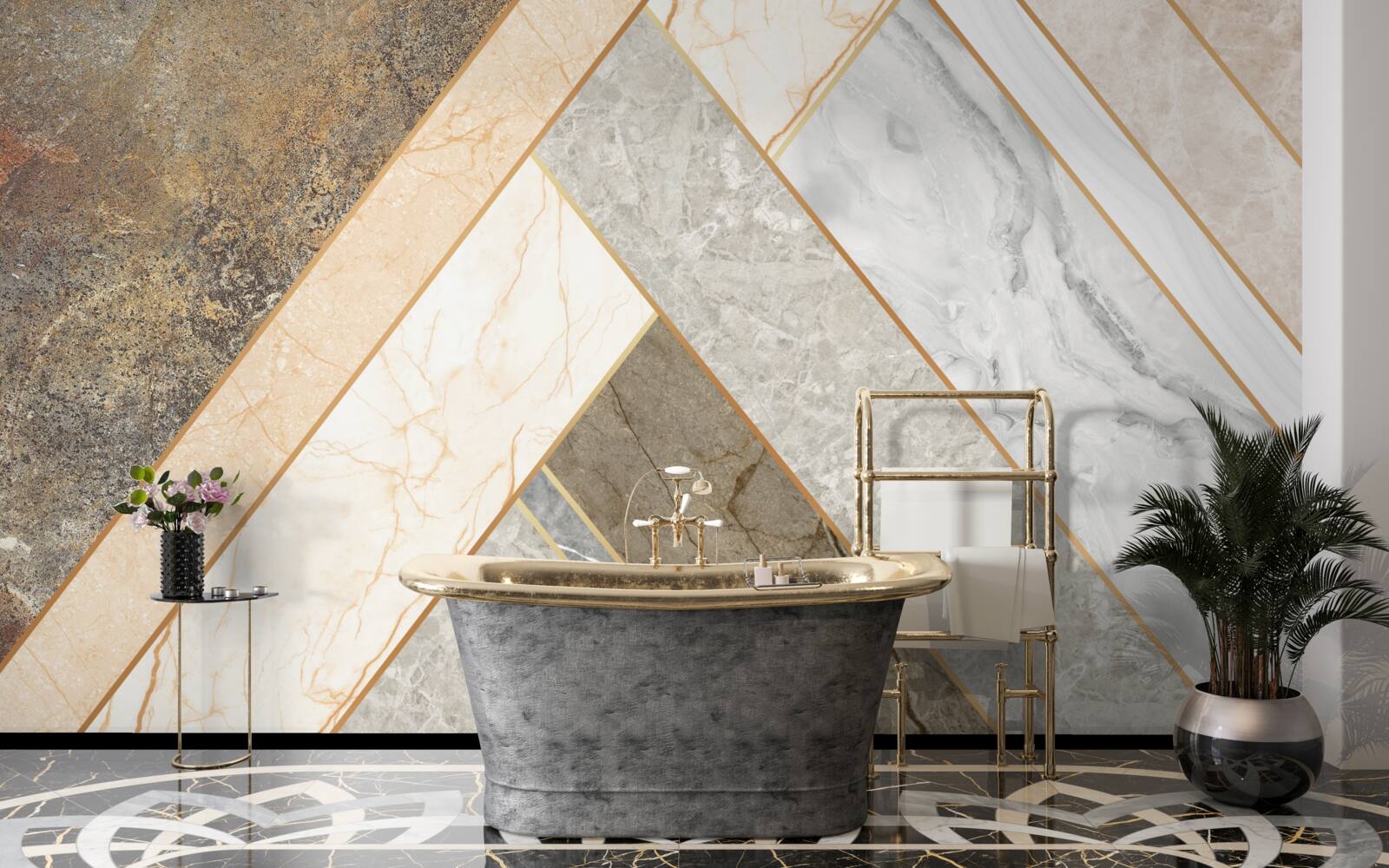 Fototapeta mozaika na marmurze w jasnych odcieniach