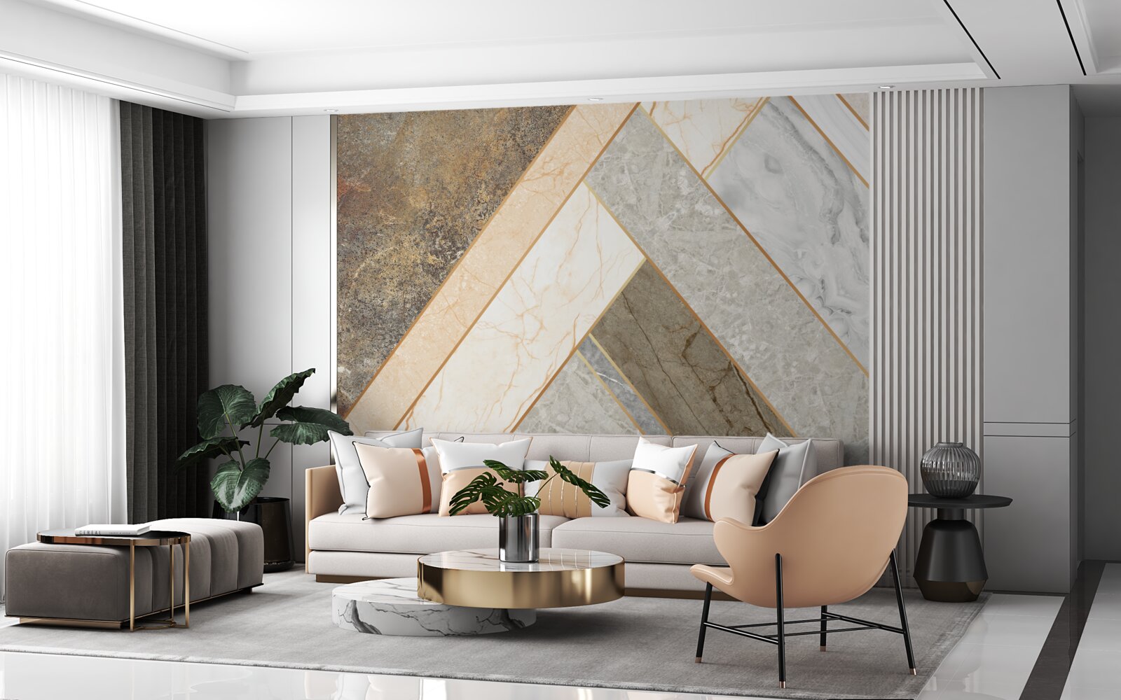 Fototapeta mozaika na marmurze w jasnych odcieniach