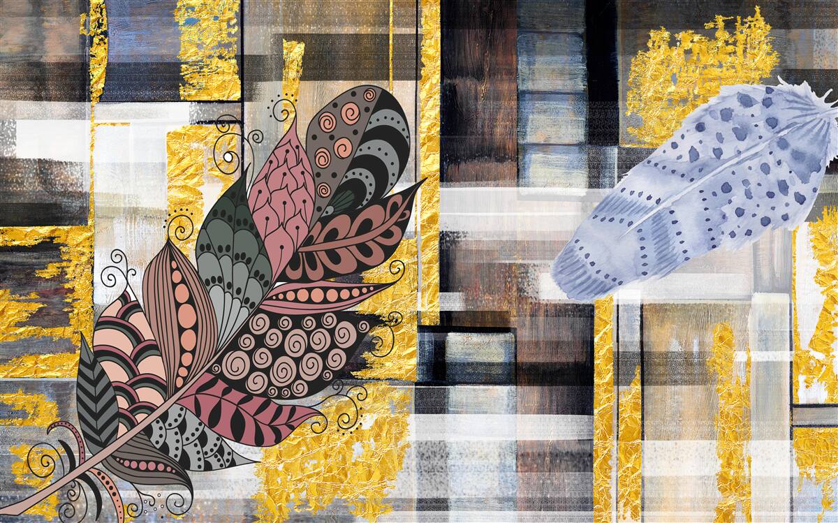 Fototapeta abstrakcyjne tło ozdobione jest niesamowitymi piórami