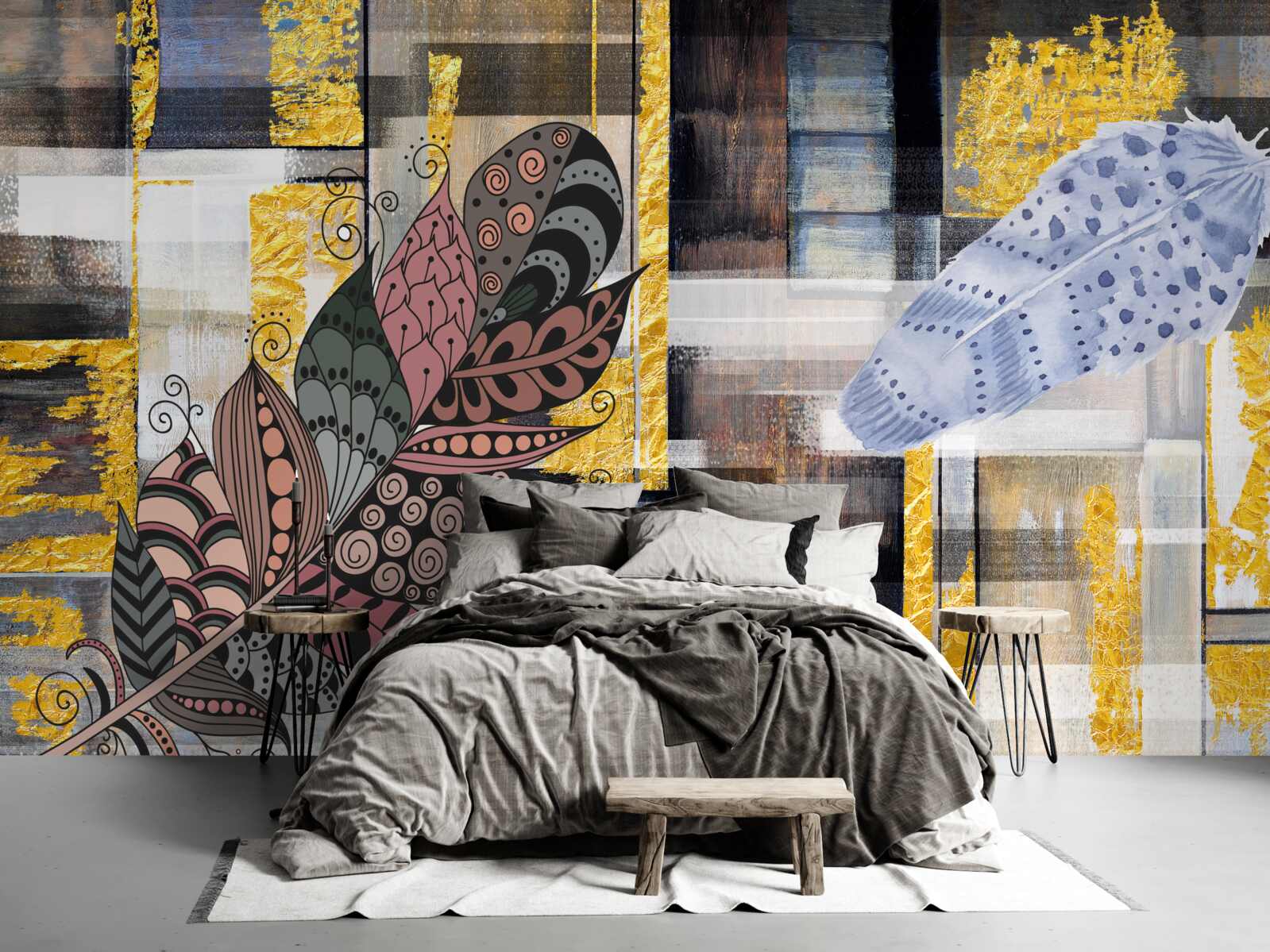 Fototapeta abstrakcyjne tło ozdobione jest niesamowitymi piórami