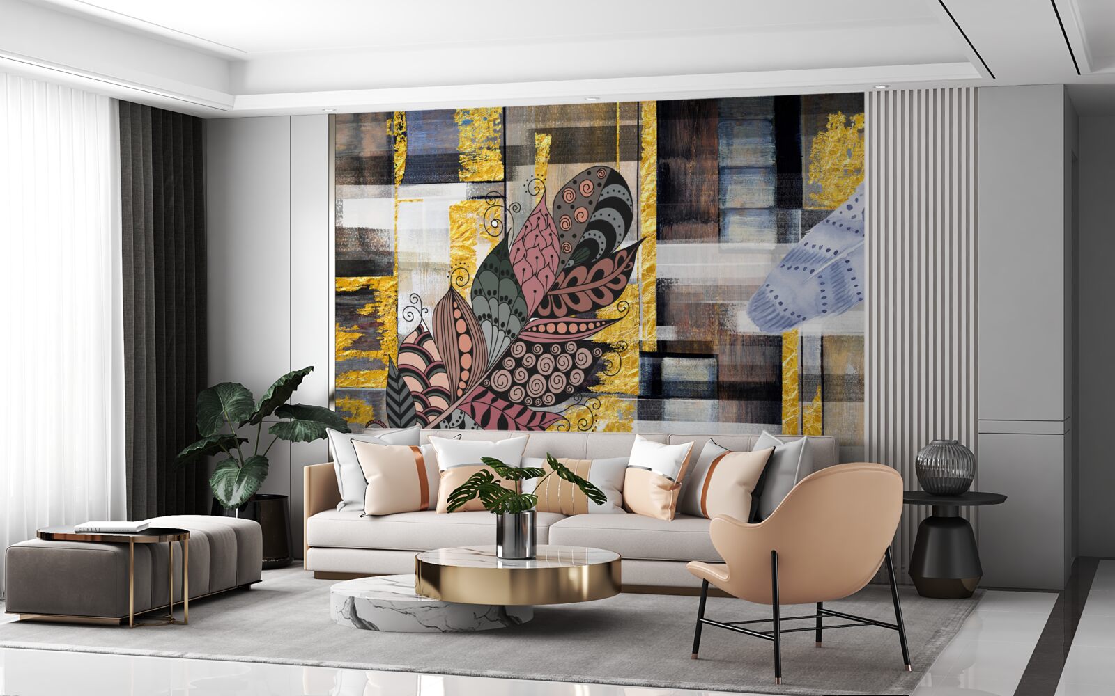 Fototapeta abstrakcyjne tło ozdobione jest niesamowitymi piórami