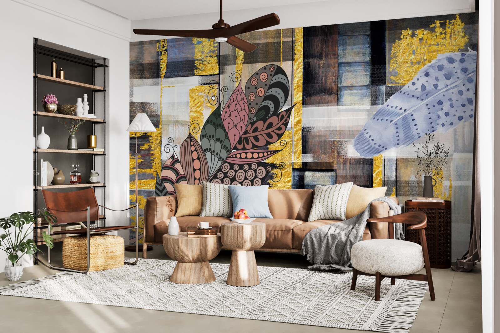 Fototapeta abstrakcyjne tło ozdobione jest niesamowitymi piórami