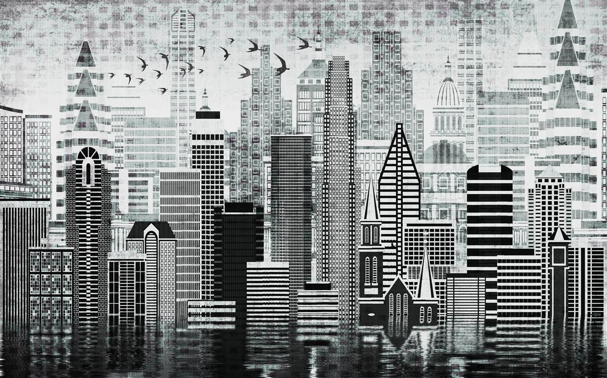 Fototapeta monotonny widok na miasto w formie panoramy