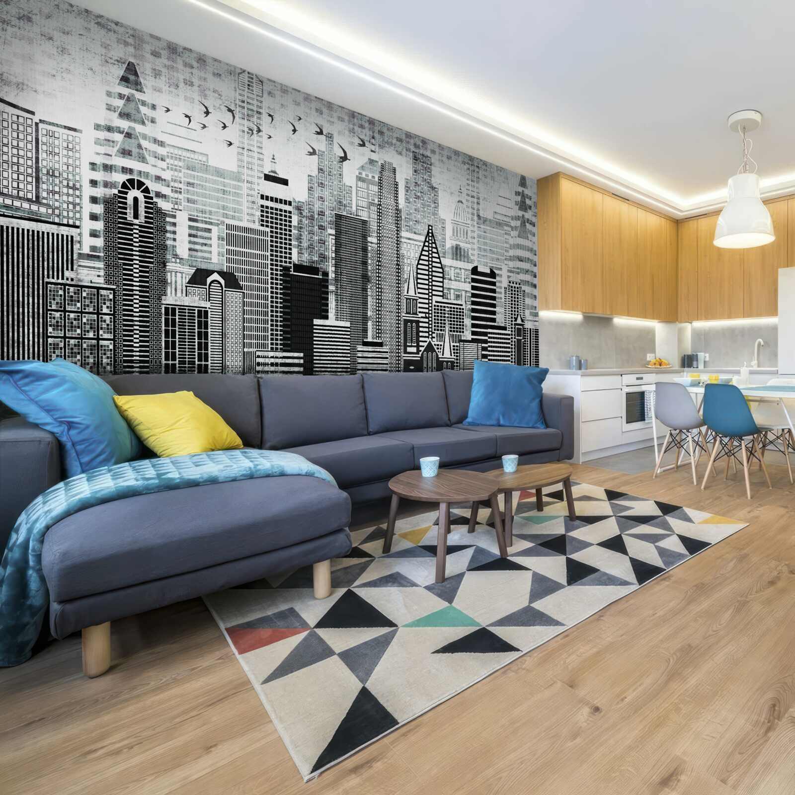 Fototapeta monotonny widok na miasto w formie panoramy