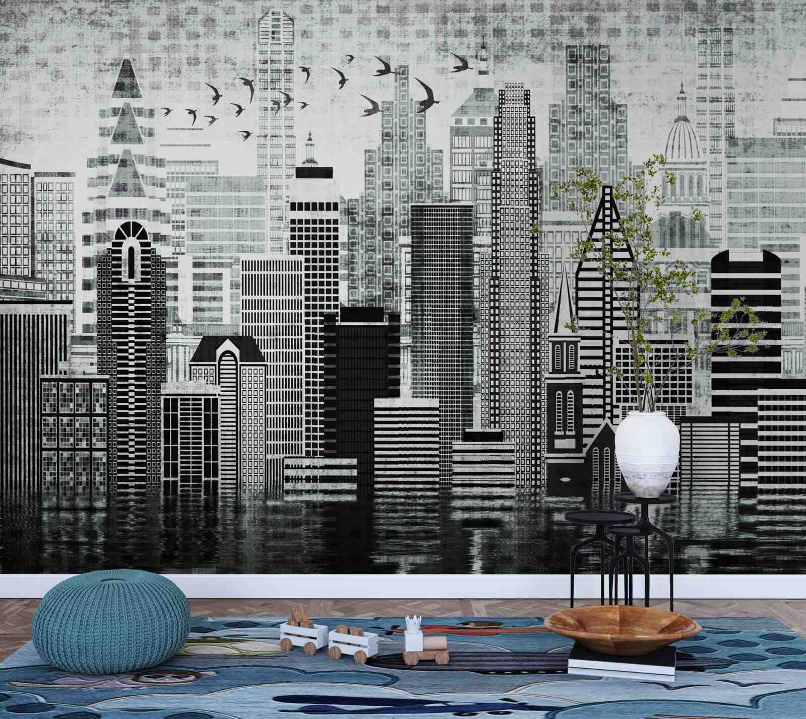 Fototapeta monotonny widok na miasto w formie panoramy