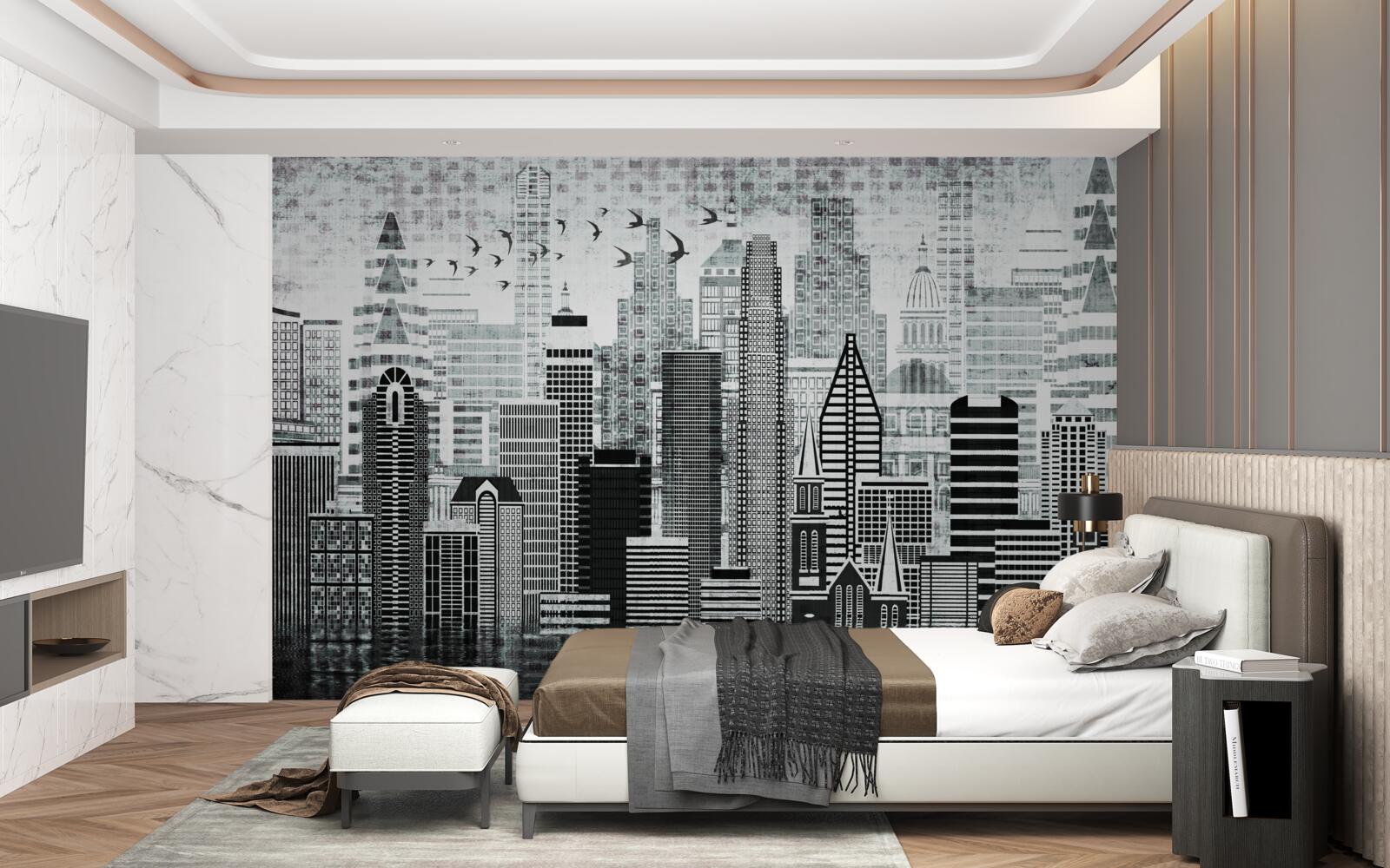 Fototapeta monotonny widok na miasto w formie panoramy