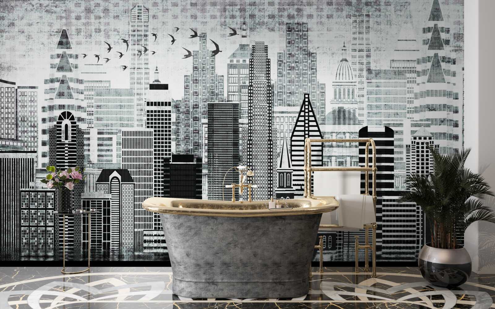 Fototapeta monotonny widok na miasto w formie panoramy