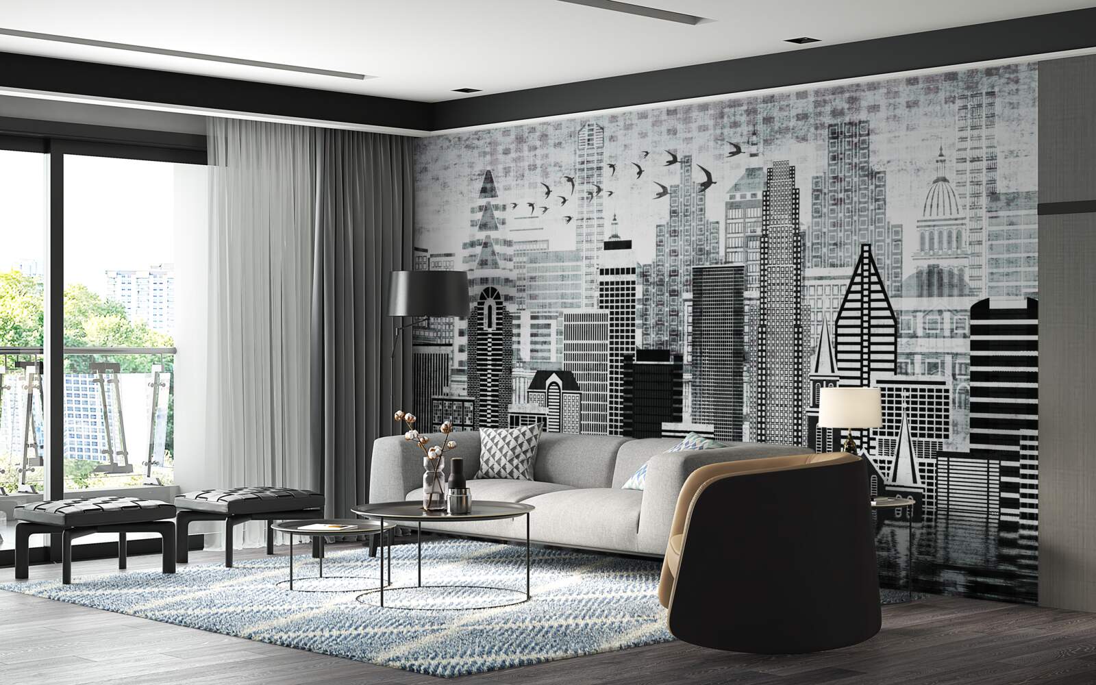 Fototapeta monotonny widok na miasto w formie panoramy