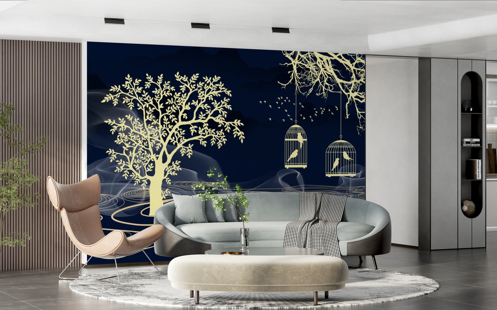 Fototapeta podlewaj drzewa i ptaki w niewoli